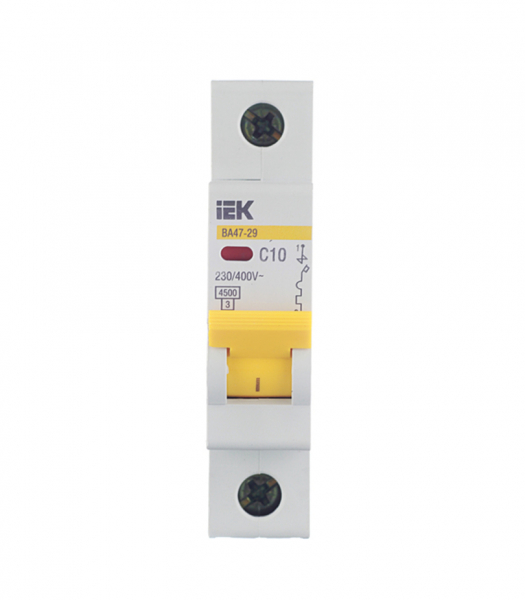 Автоматический выключатель IEK ВА 47-29 (MVA20-1-010-C) 1P 10А тип C 4,5 кА 230/400 В на DIN-рейку